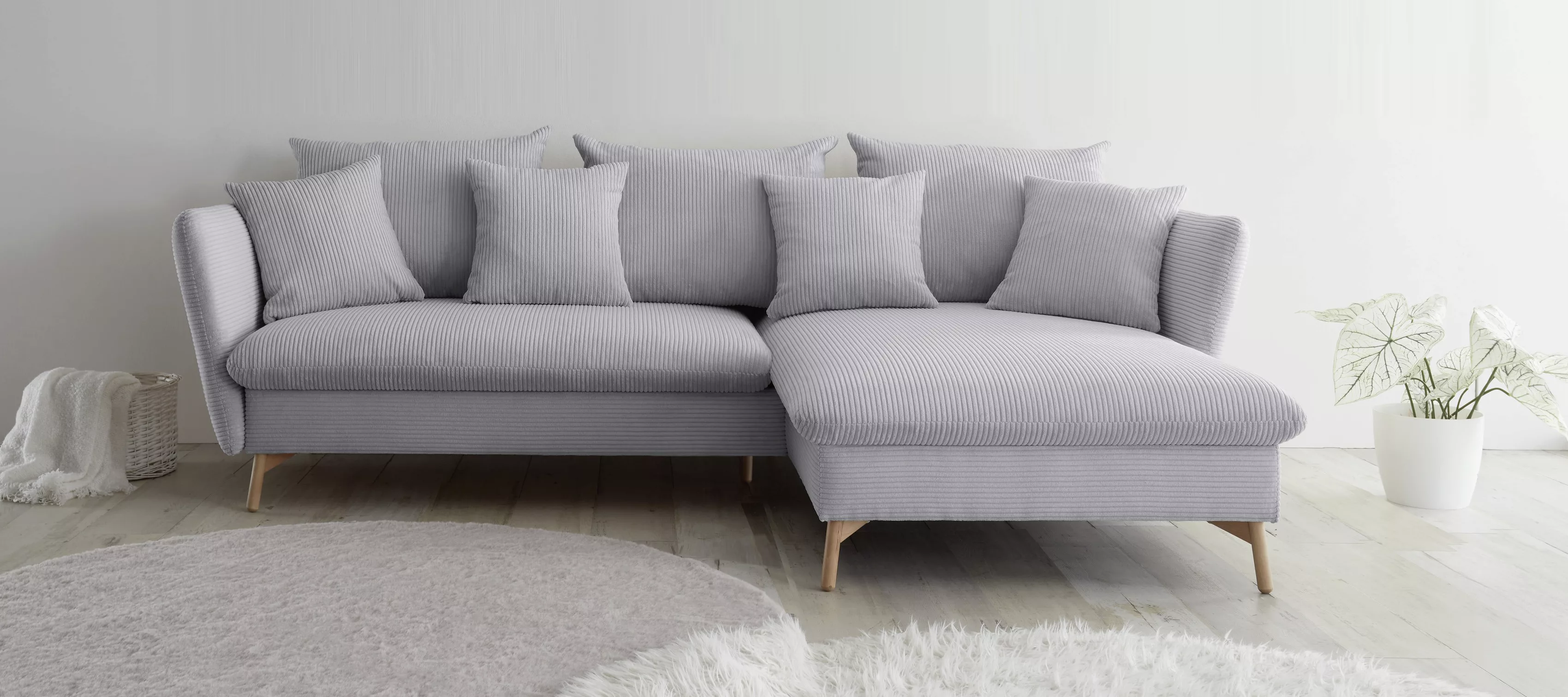 andas Ecksofa "MERLE, 258 cm, L-Form, traumhafter Cord,", mit Bettfunktion günstig online kaufen