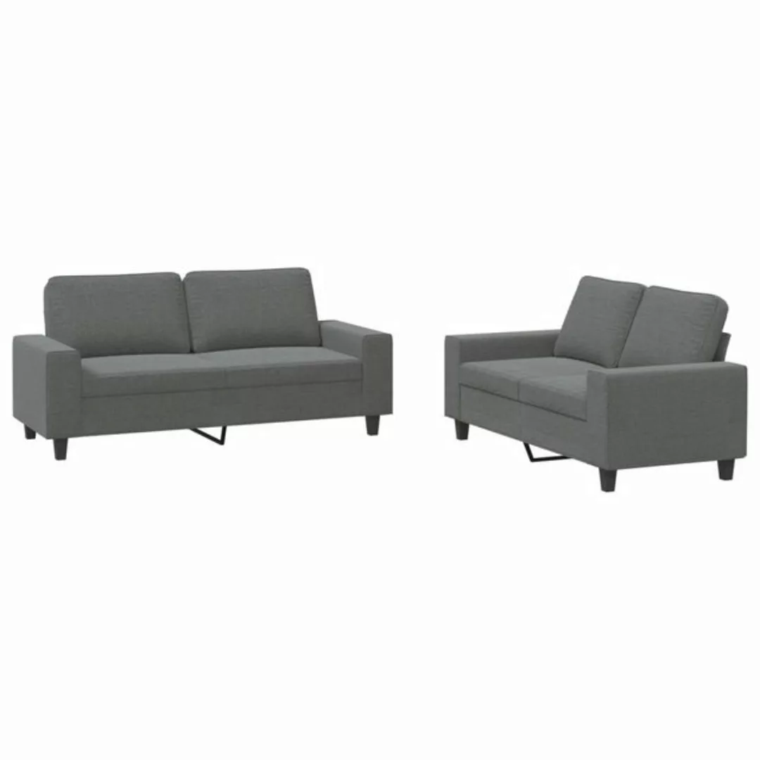 vidaXL Sofa, 2-tlg. Sofagarnitur Dunkelgrau Stoff günstig online kaufen