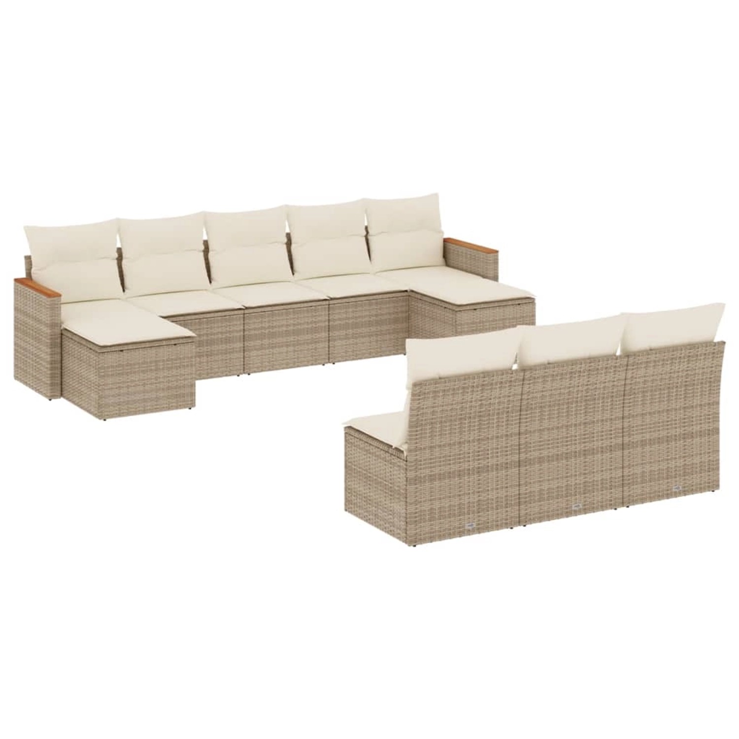 vidaXL 10-Tlg Garten-Sofagarnitur mit Kissen Beige Poly Rattan 3226387 günstig online kaufen
