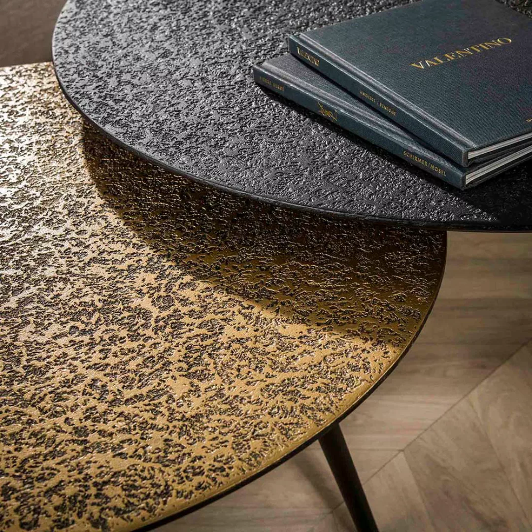 Wohnzimmer Tische in Goldfarben und Schwarz Metallplatten (zweiteilig) günstig online kaufen