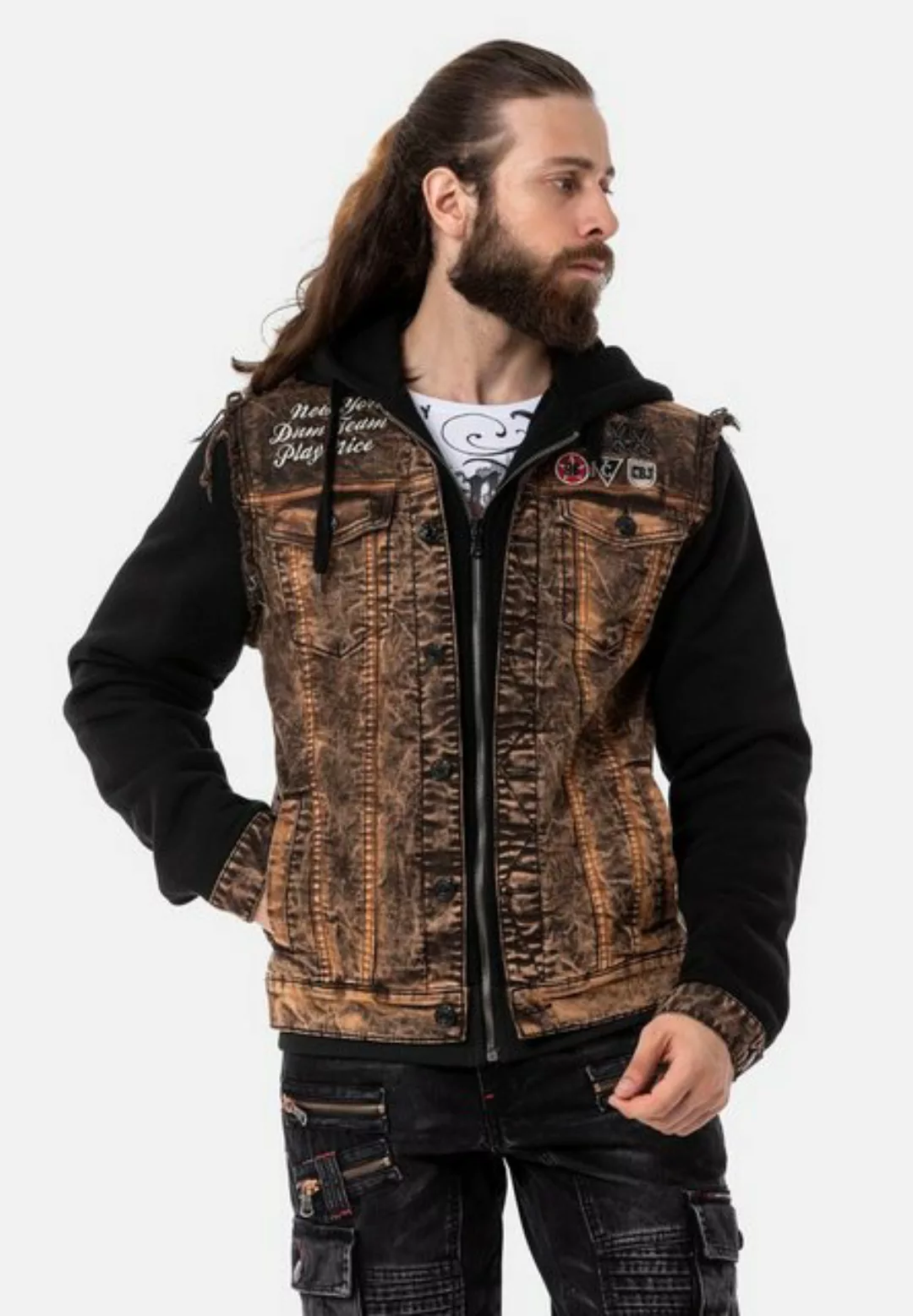 Cipo & Baxx Jeansjacke CJ287 in rockigem Design günstig online kaufen