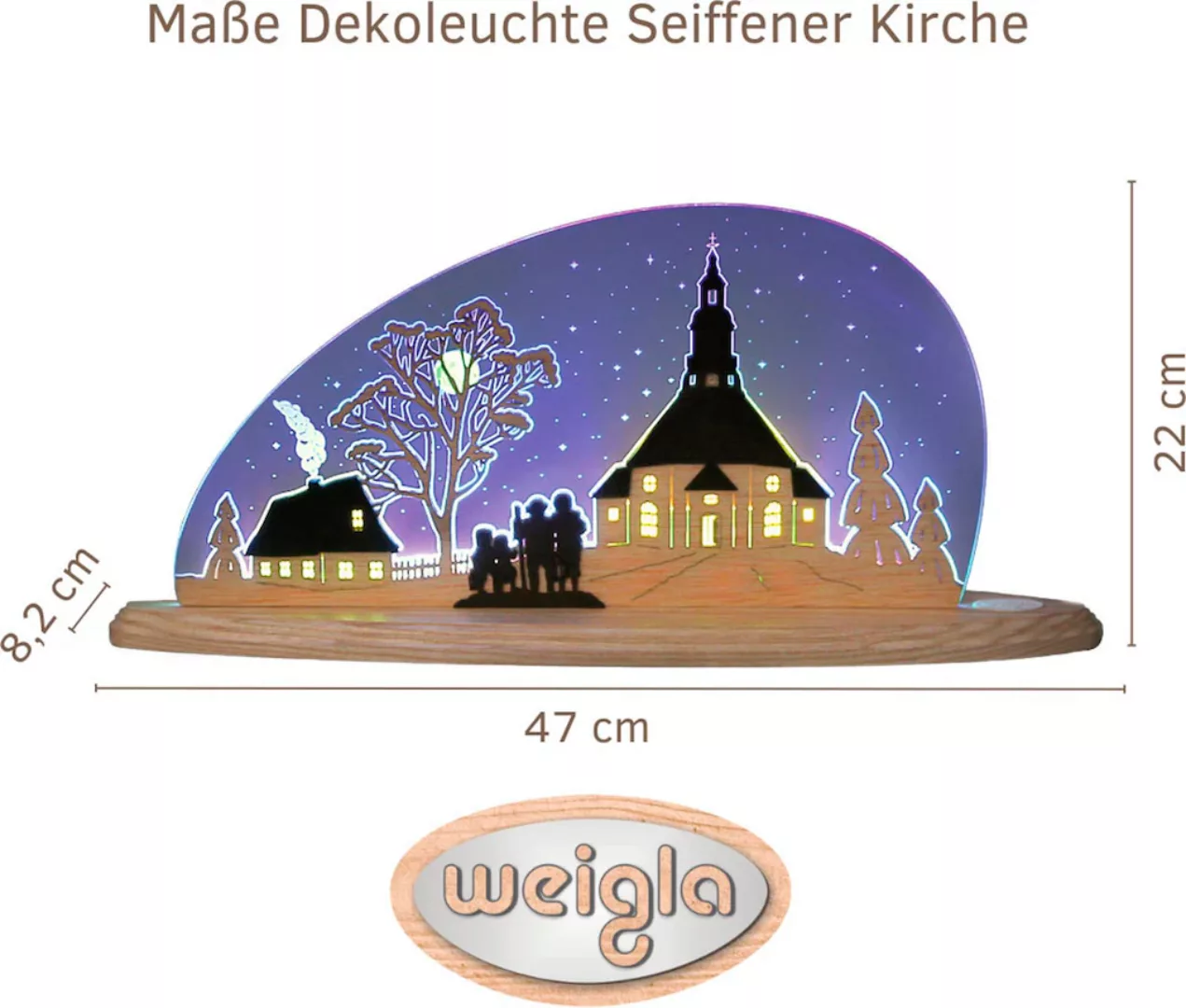 Weigla Lichterbogen »LED Seiffener Kirche, moderne Dekolampe aus Holz & Acr günstig online kaufen