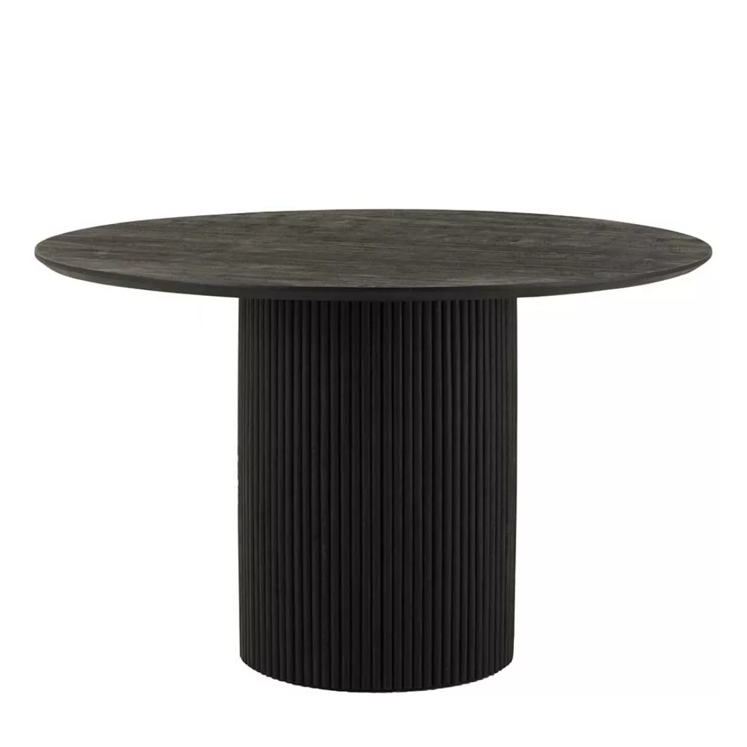 Schwarzer Tisch aus Akazie Massivholz runder Tischplatte günstig online kaufen