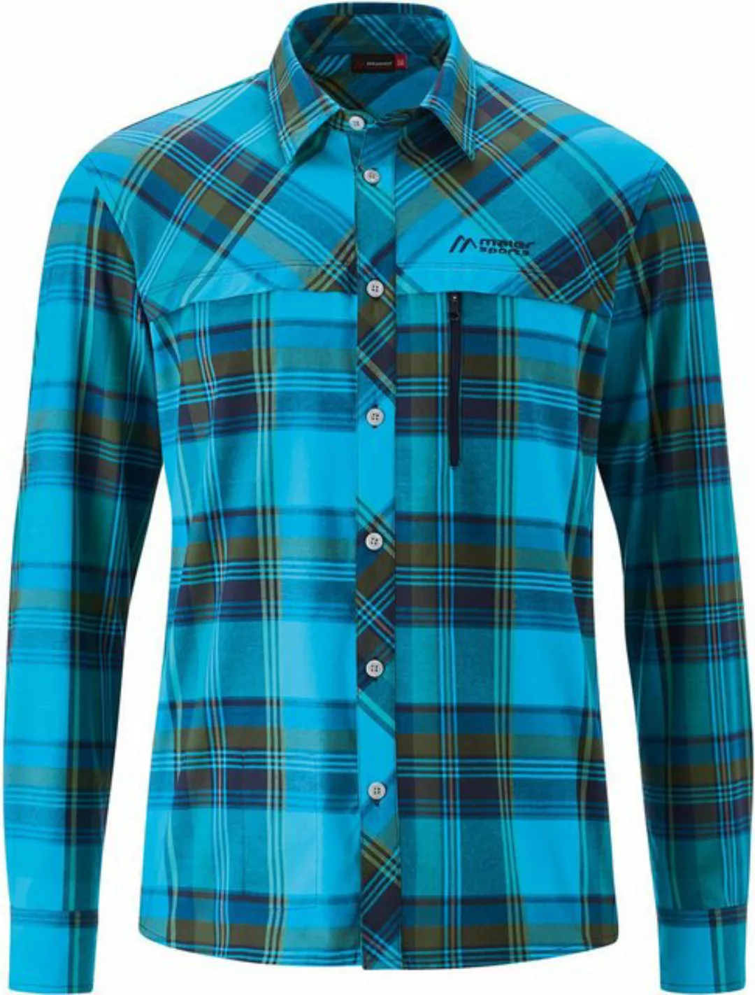 Maier Sports Outdoorhemd He-Hemd 1/1 Arm el. - Merton L/S BLUE/GREEN CHECK günstig online kaufen