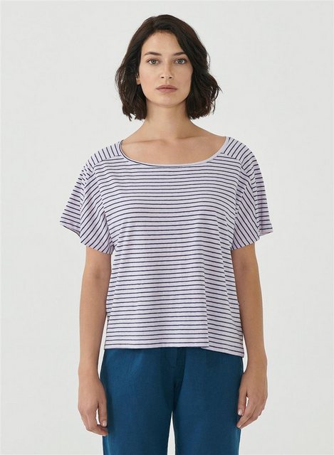 ORGANICATION T-Shirt Women's Striped T-Shirt in Lavender Fog/Navy günstig online kaufen