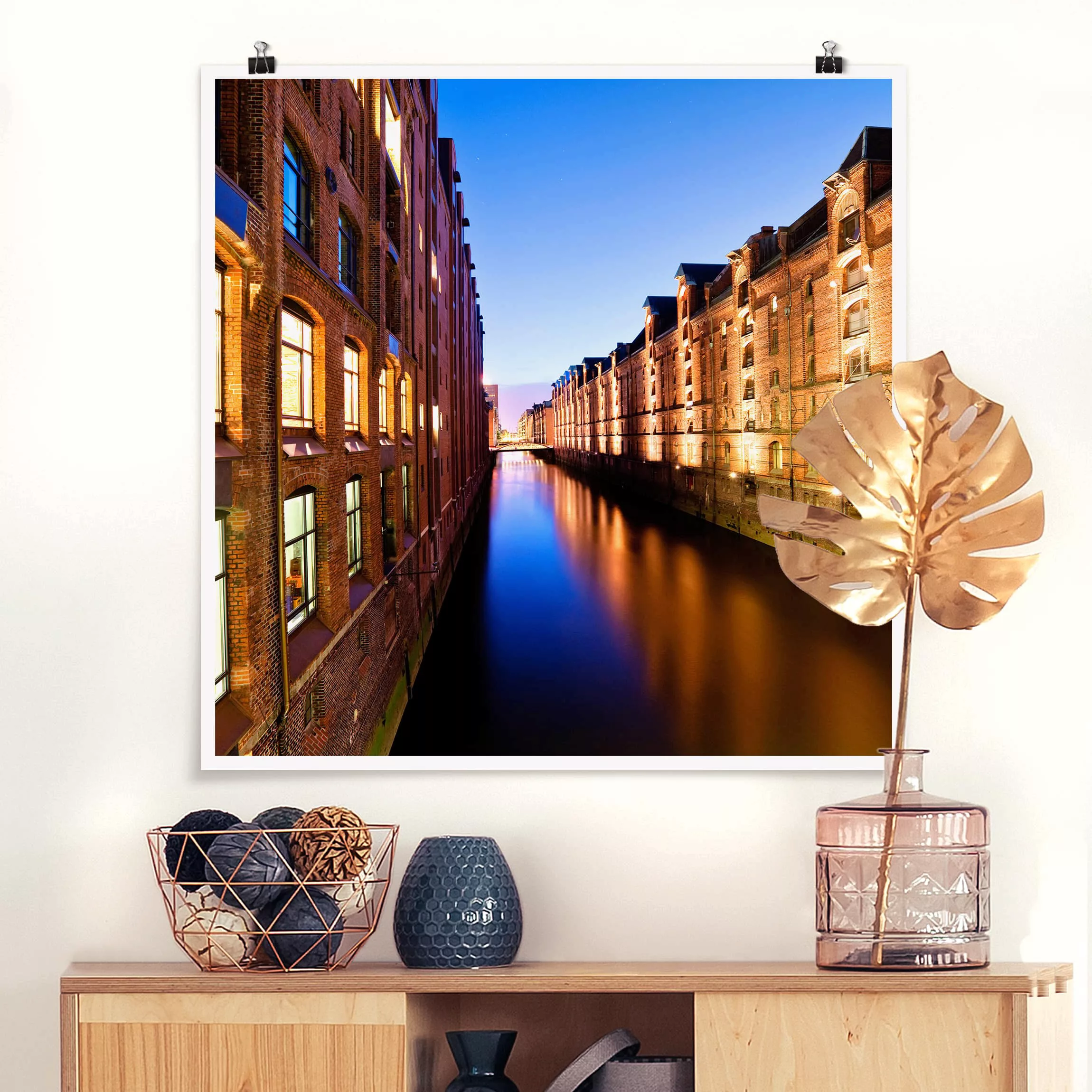 Poster Architektur & Skyline - Quadrat Hamburg Speicherstadt günstig online kaufen