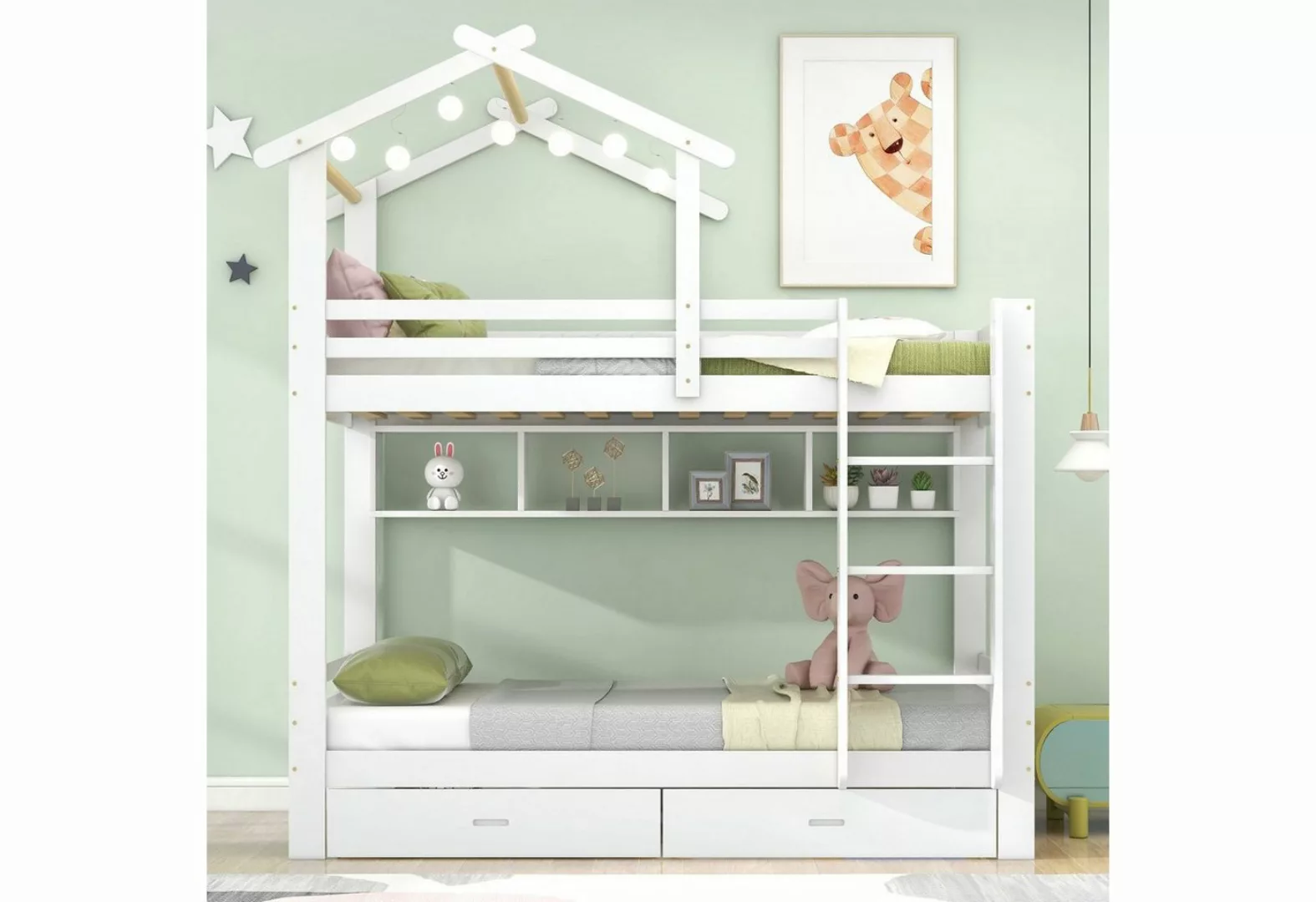 Celya Kinderbett Holzbett mit Stauraum, Kinderbett mit Fallschutz, 90x200cm günstig online kaufen