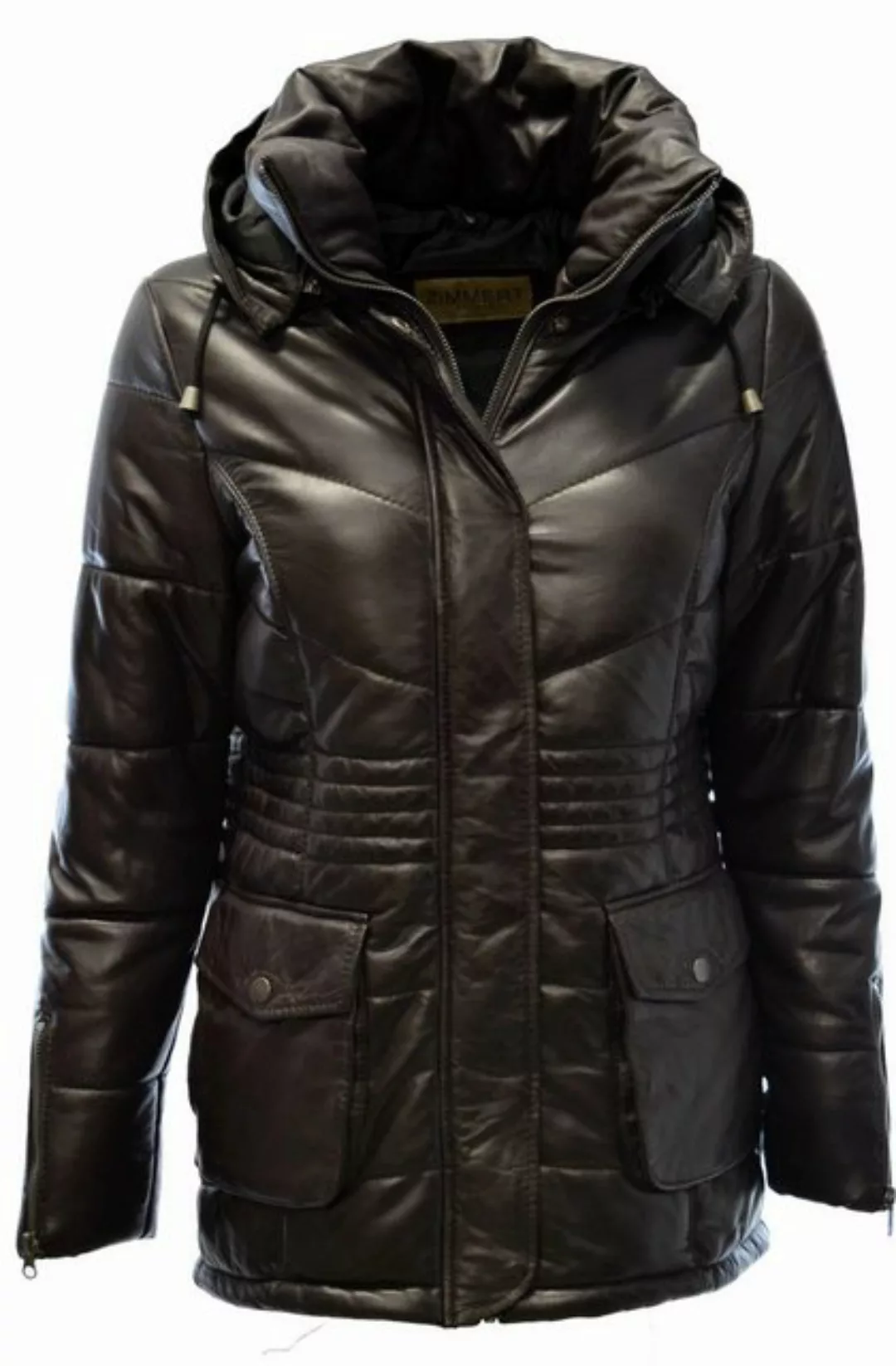 Zimmert Leather Lederjacke Julia Damen, Steppjacke, Lammnappa, Kapuze, Schw günstig online kaufen