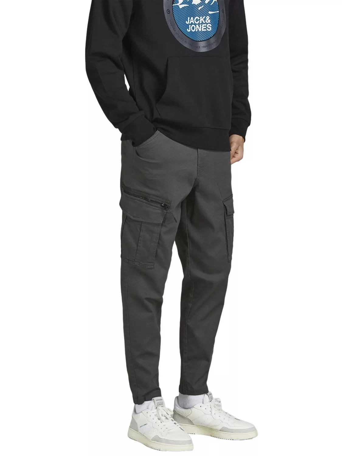 Jack & Jones Herren Cargohose JJIACE JJDEX TAPERED AKM Grau - Schwarz günstig online kaufen