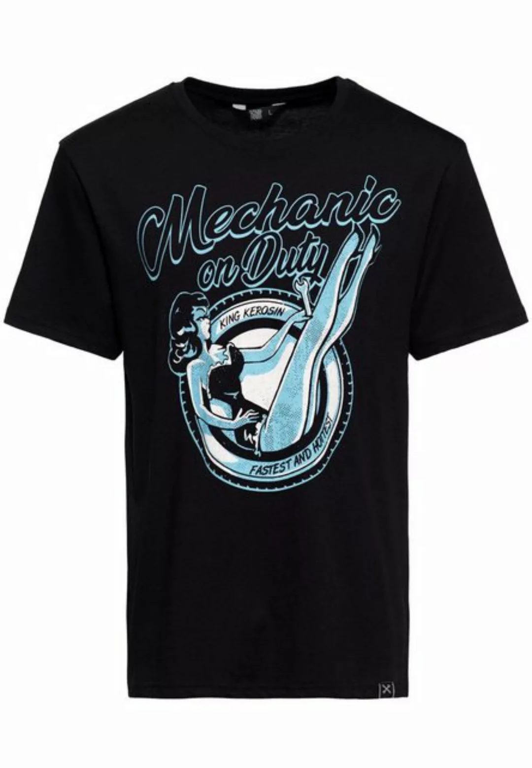 KingKerosin Print-Shirt Mechanic on Duty (1-tlg) front Print im Vintage "Sc günstig online kaufen