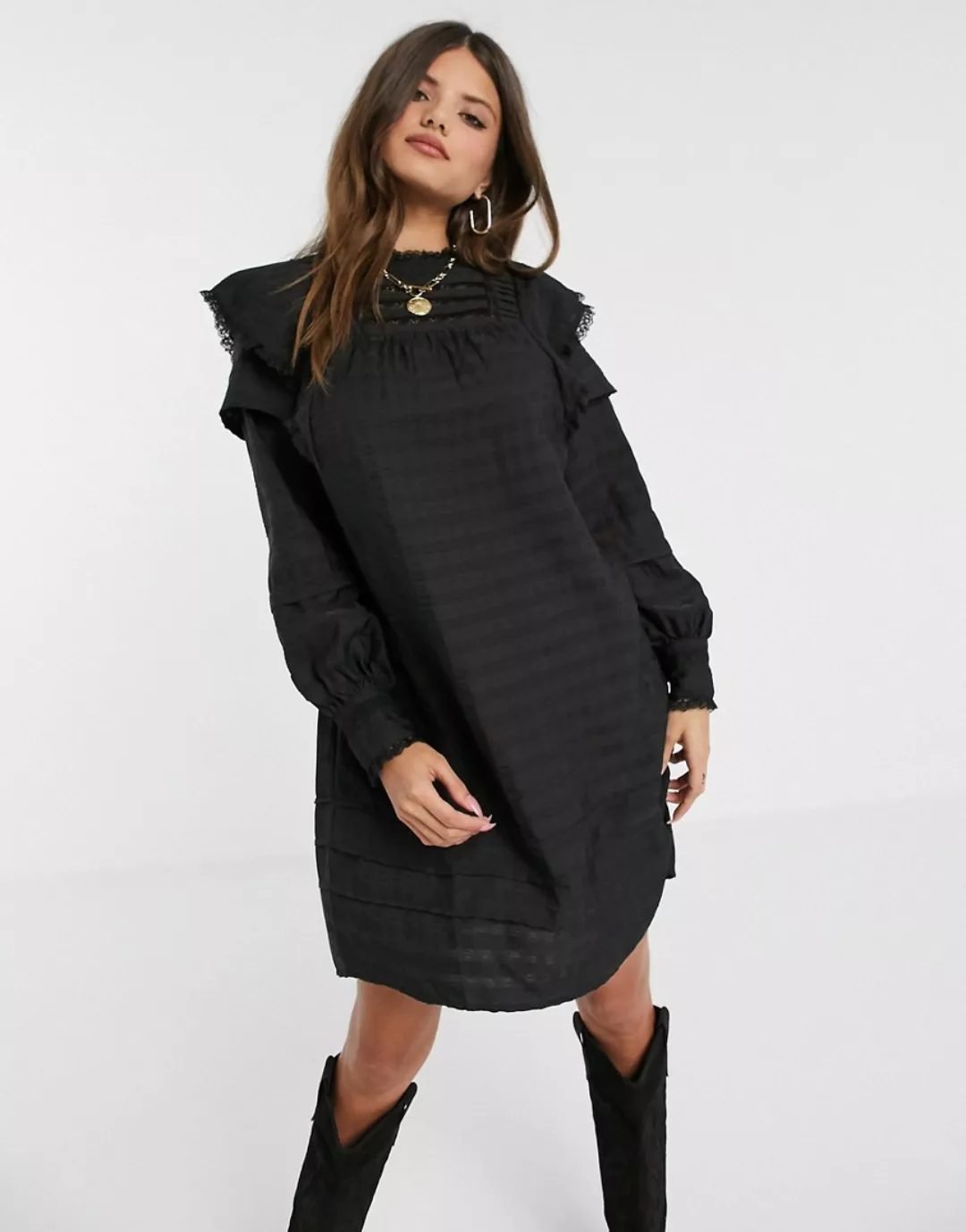 Vero Moda – Strukturiertes Hängerkleid in Schwarz günstig online kaufen