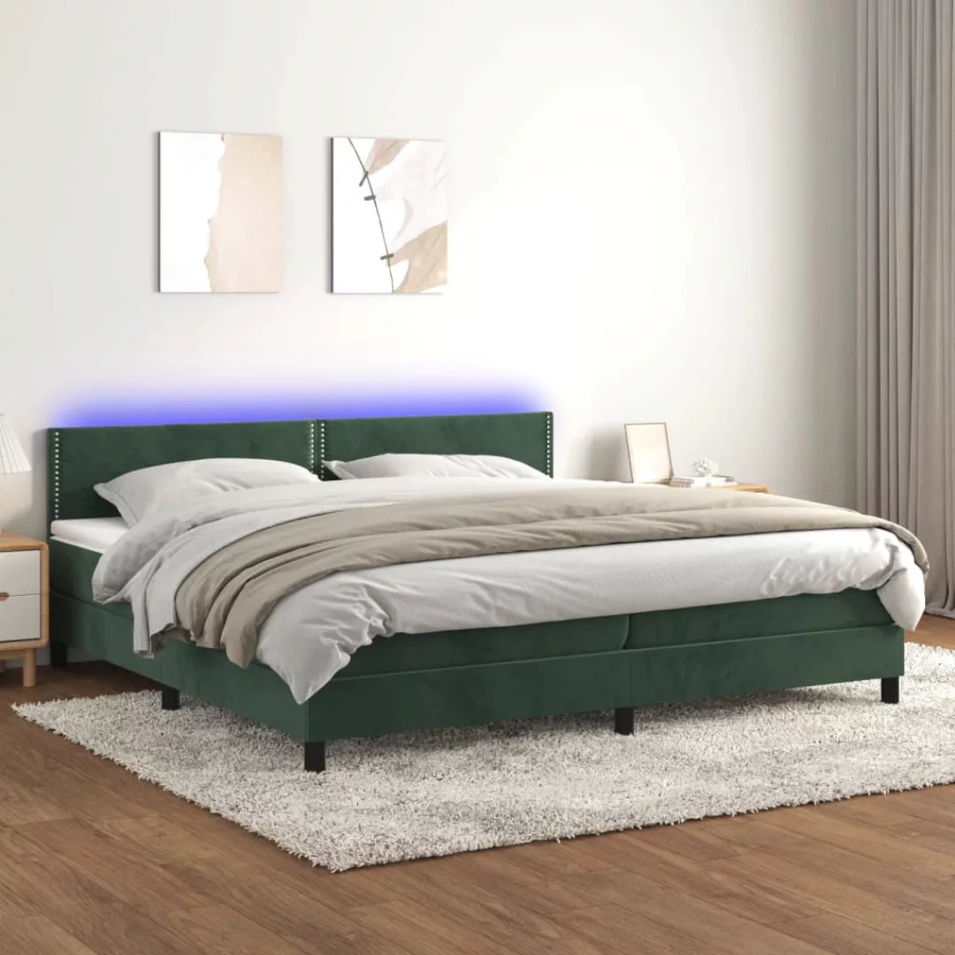 vidaXL Boxspringbett Boxspringbett mit Matratze LED Dunkelgrün 200x200 cm S günstig online kaufen