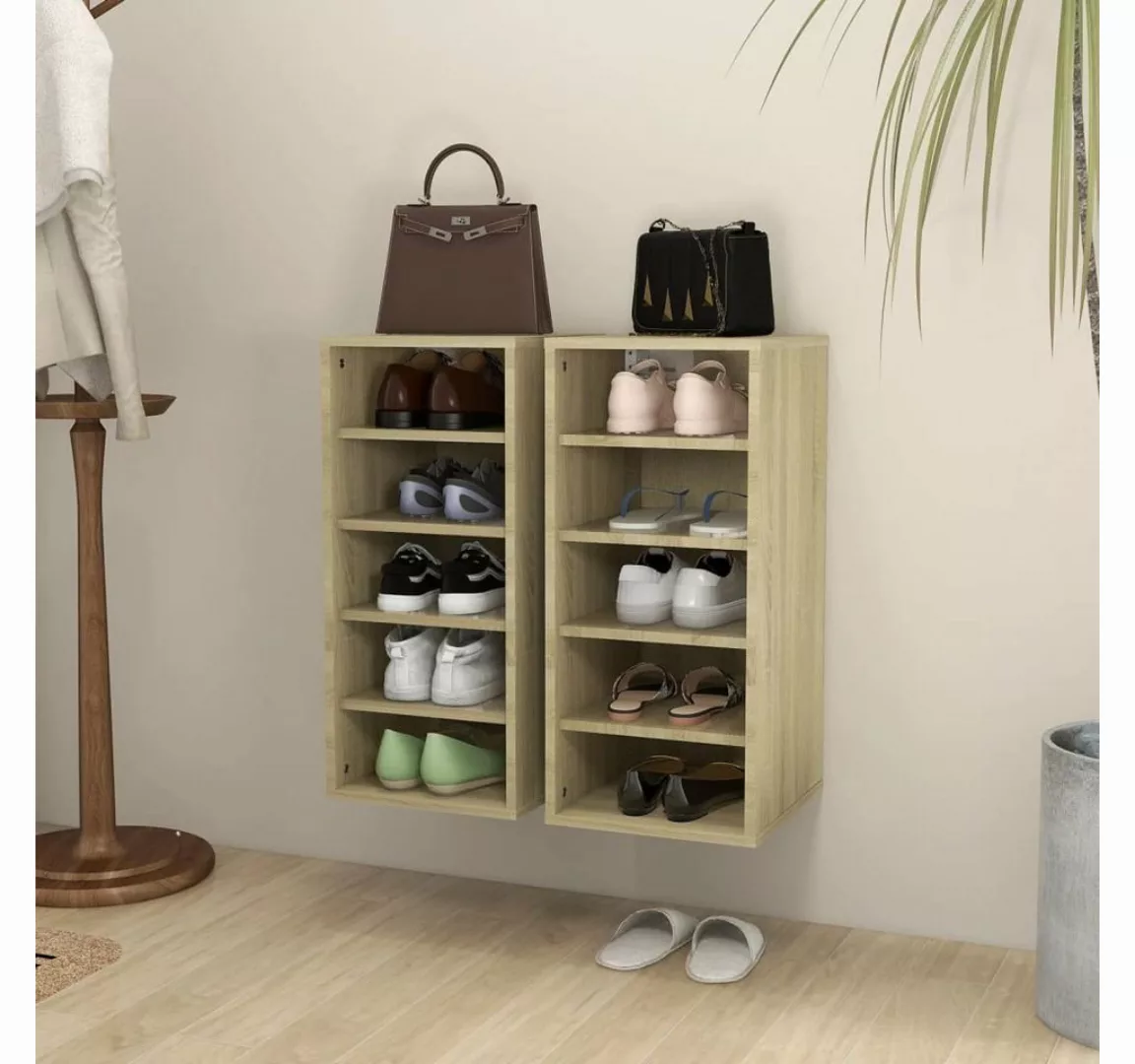 furnicato Hängeschuhschrank Schuhschränke 2 Stk. Sonoma-Eiche 31,5x35x70 cm günstig online kaufen