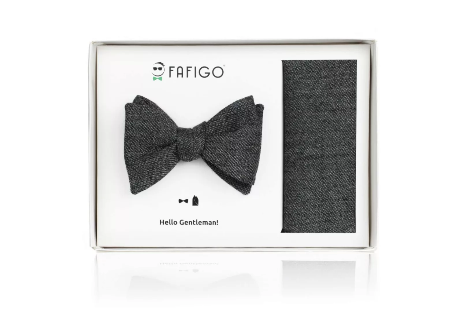 "Ettore", graues Fliege + Einstecktuch Set aus Schurwolle günstig online kaufen