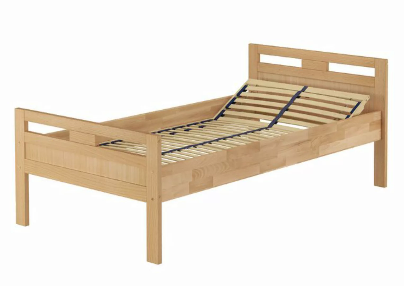 ERST-HOLZ Bett Einzelbett Echtholz Seniorenbett Buche massiv 100x220, Buche günstig online kaufen