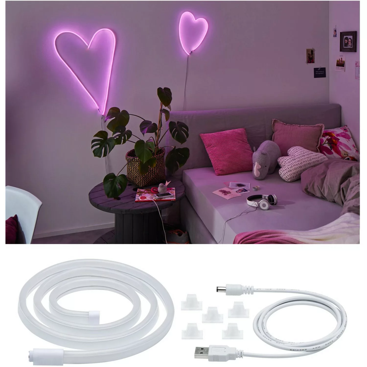 Paulmann LED-Strip Neon Colorflex USB 1m pink günstig online kaufen