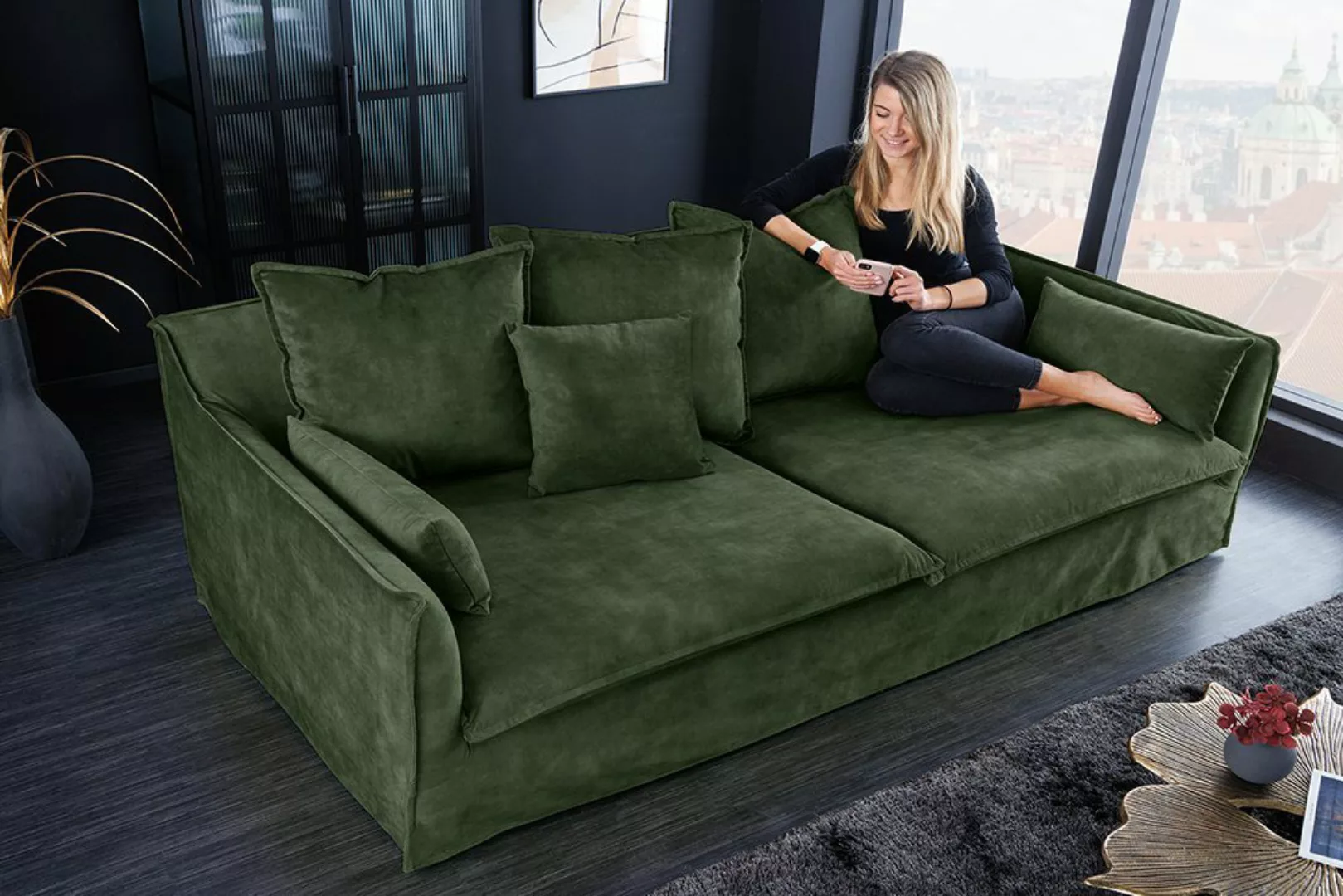 riess-ambiente 3-Sitzer HEAVEN 200cm dunkelgrün, Einzelartikel 1 Teile, Woh günstig online kaufen