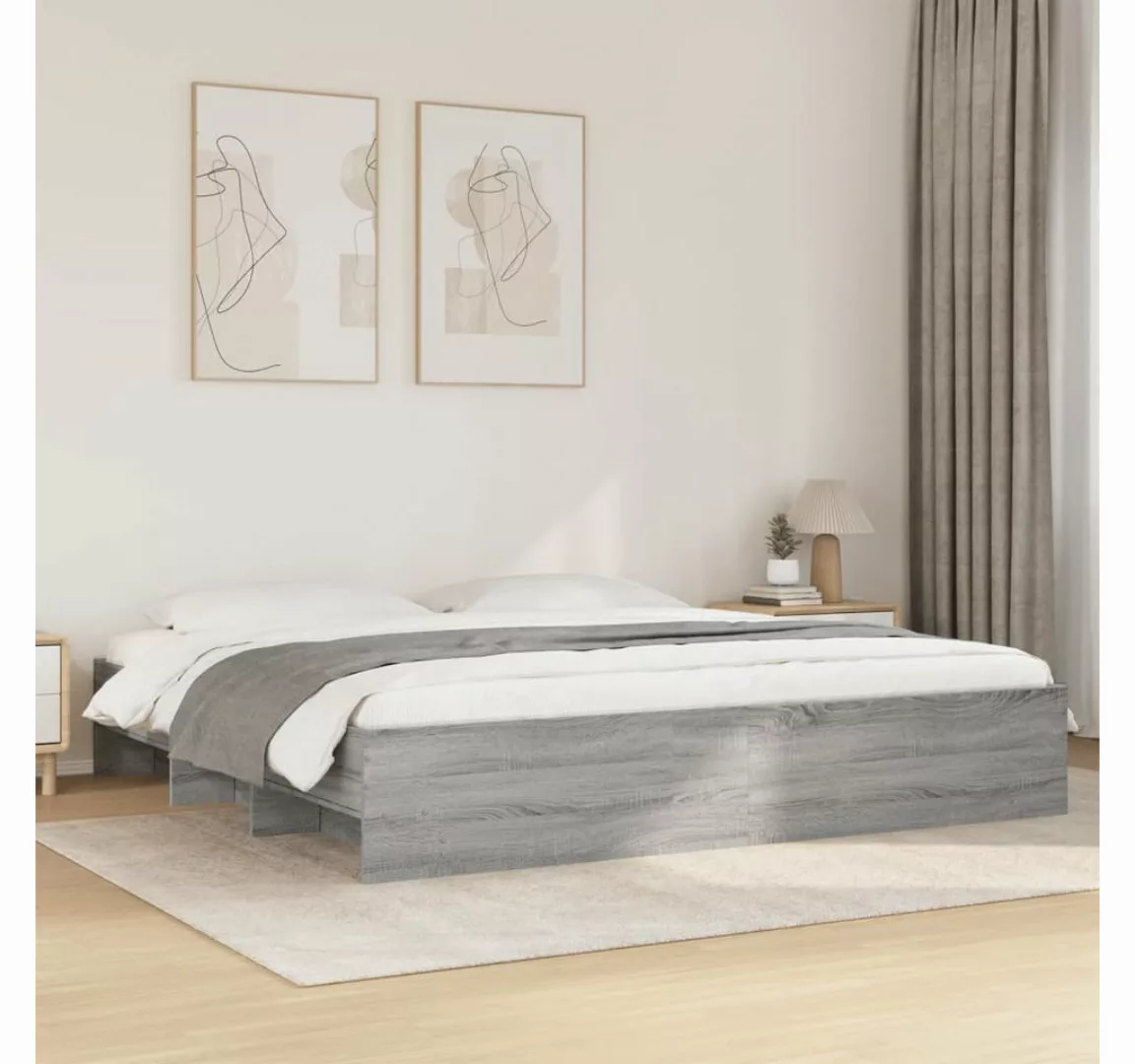 vidaXL Bett, Bettgestell Grau Sonoma 200x200 cm Holzwerkstoff günstig online kaufen