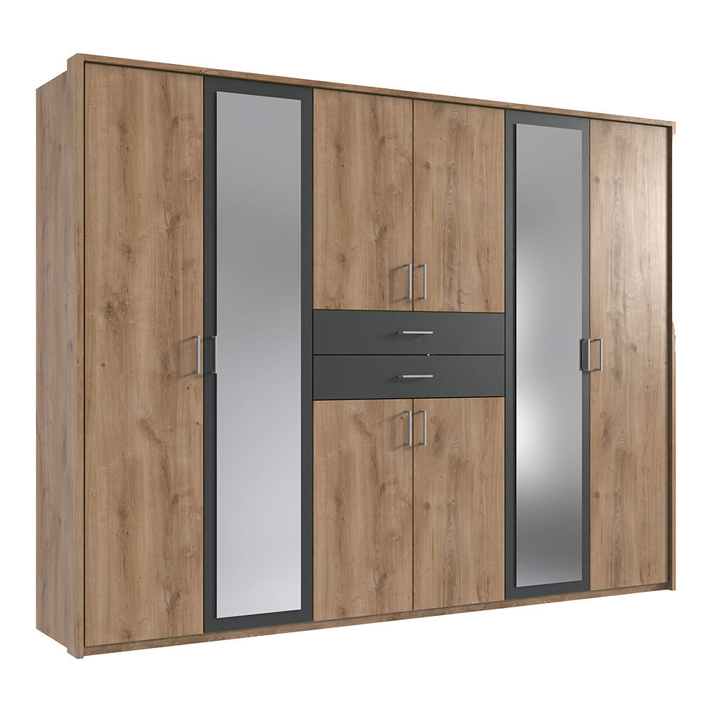 Kleiderschrank 273 cm in Eiche DUNMORE-43, inkl. Passepartout günstig online kaufen