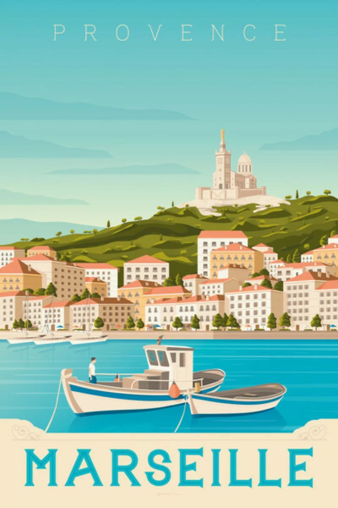 Poster / Leinwandbild - Marseille Vintage Travel Wandbild günstig online kaufen