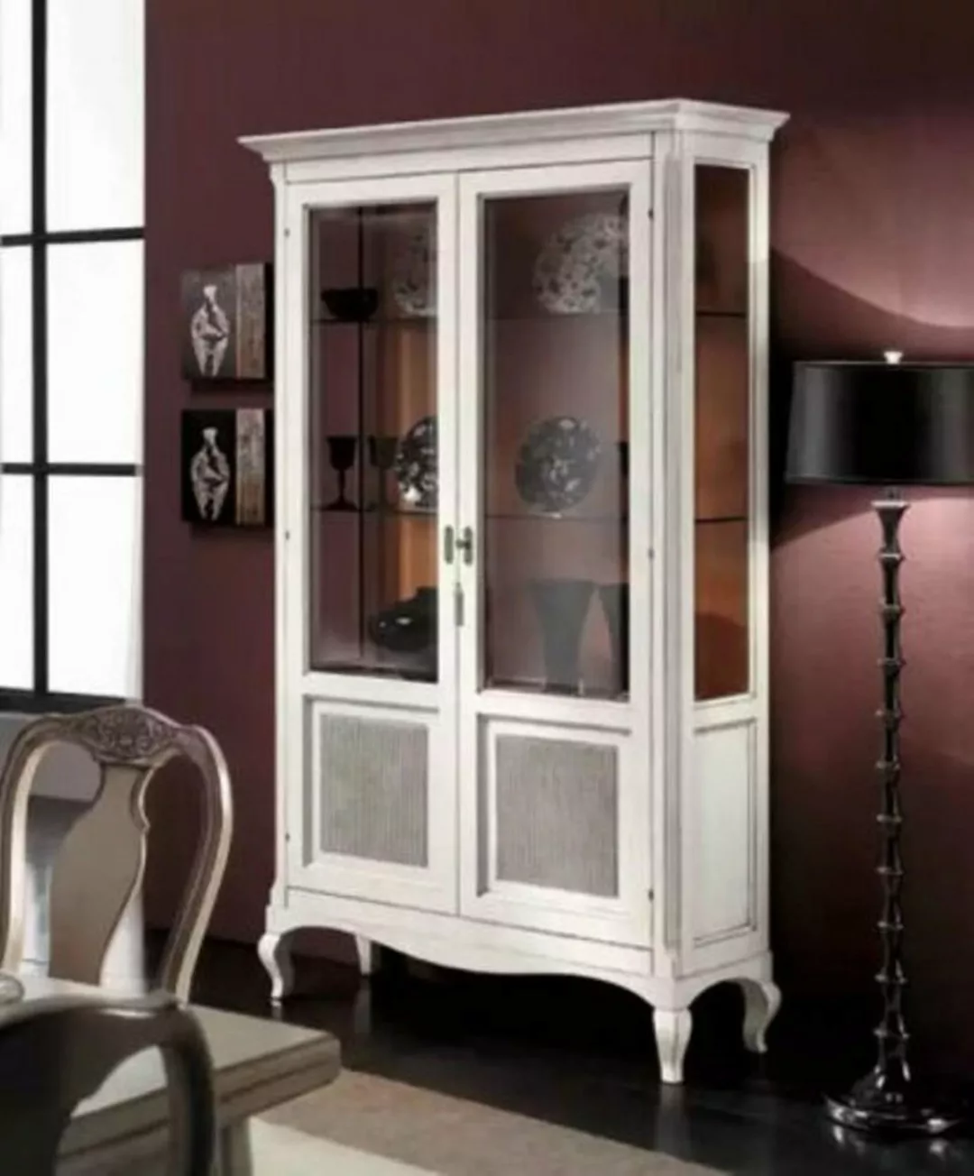 JVmoebel Vitrine Weiß Vitrine Luxus Glas Schrank Holz Design Möbel Italien günstig online kaufen