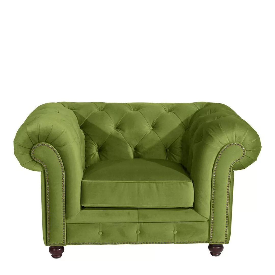 Clubsessel Oliv Samtvelours im Chesterfield Look 135 cm breit günstig online kaufen