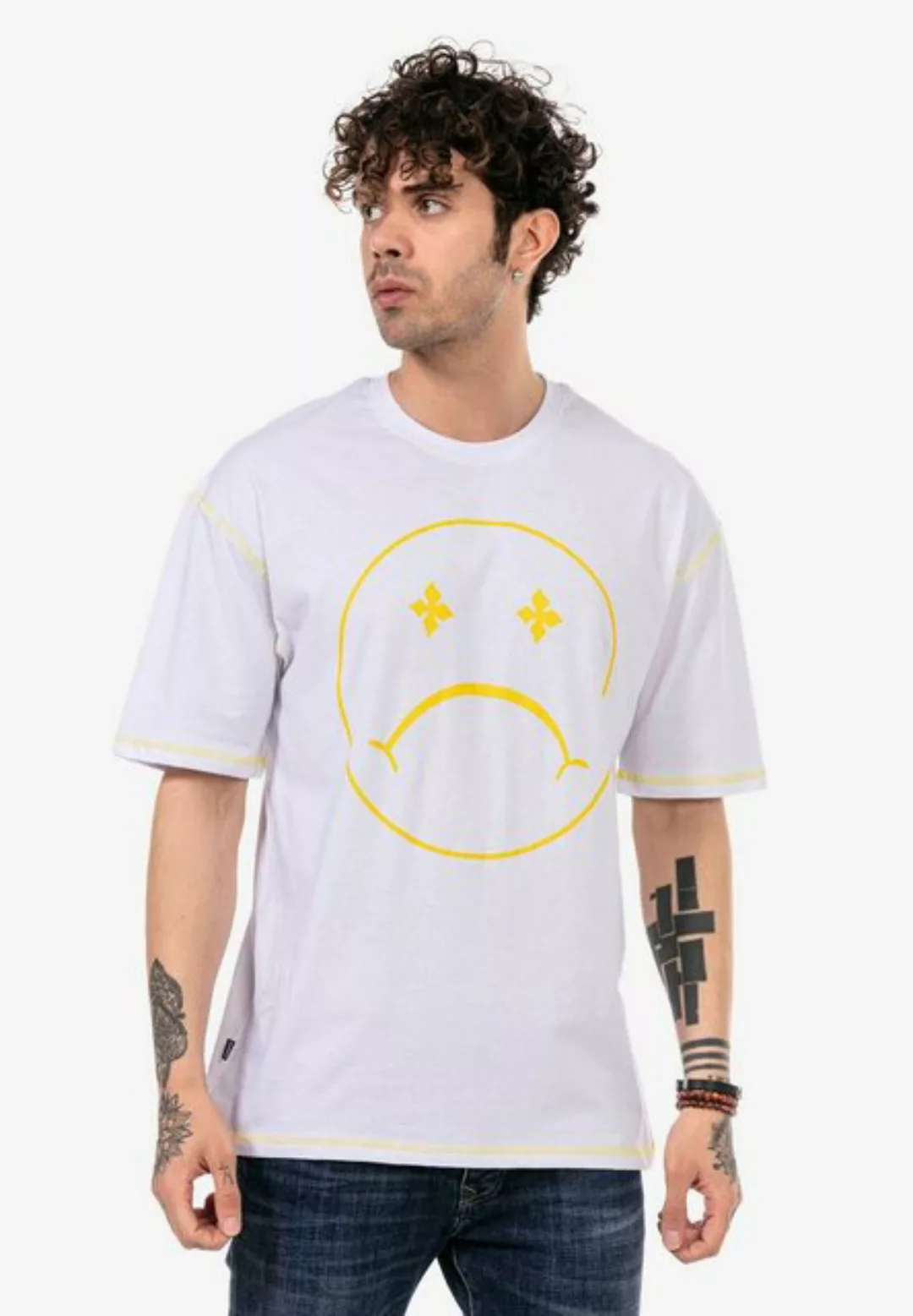 RedBridge T-Shirt Aberdeen mit modischem Sad Smiley-Frontprint günstig online kaufen