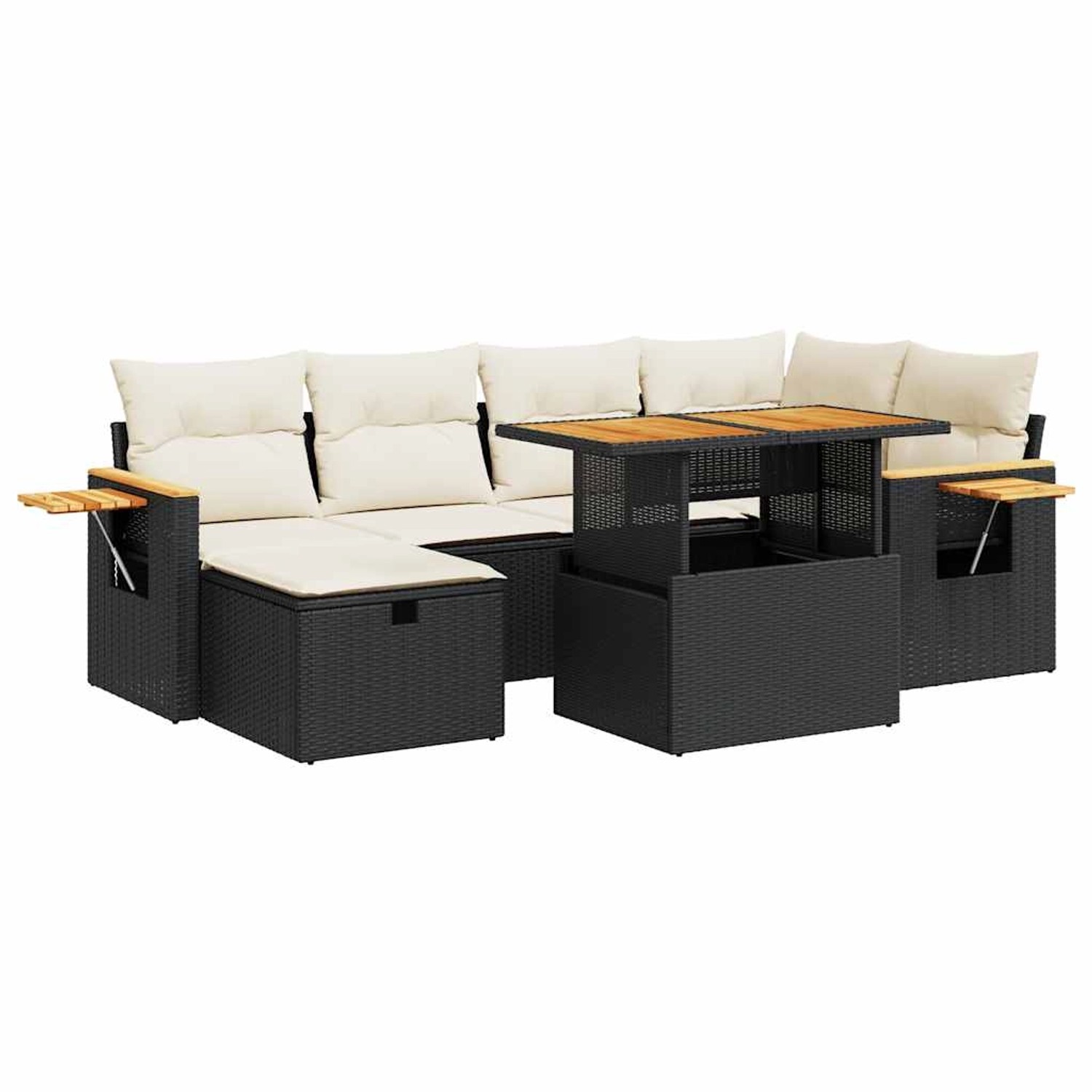 vidaXL 8-Tlg Garten-Sofagarnitur mit Kissen Schwarz Poly Rattan 3328134 günstig online kaufen