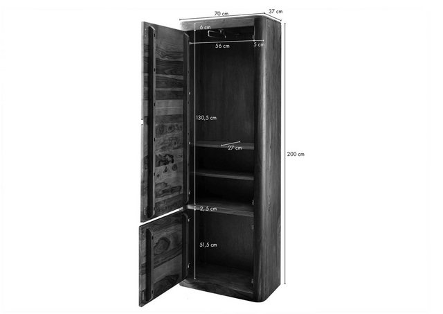 Massivmoebel24 Garderobenschrank Dielenschrank Sheesham 70x37x200 walnuss g günstig online kaufen