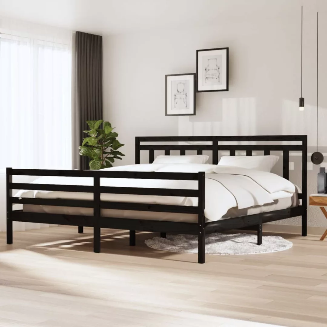 vidaXL Bettgestell Massivholzbett Schwarz 200x200 cm Doppelbett Bett Bettra günstig online kaufen