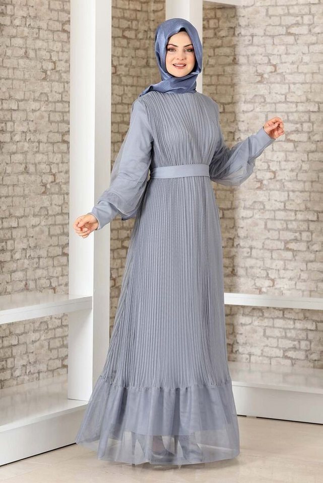 fashionshowcase Abendkleid Damen Glitzer Maxikleid mit Volant Abiye Abaya H günstig online kaufen