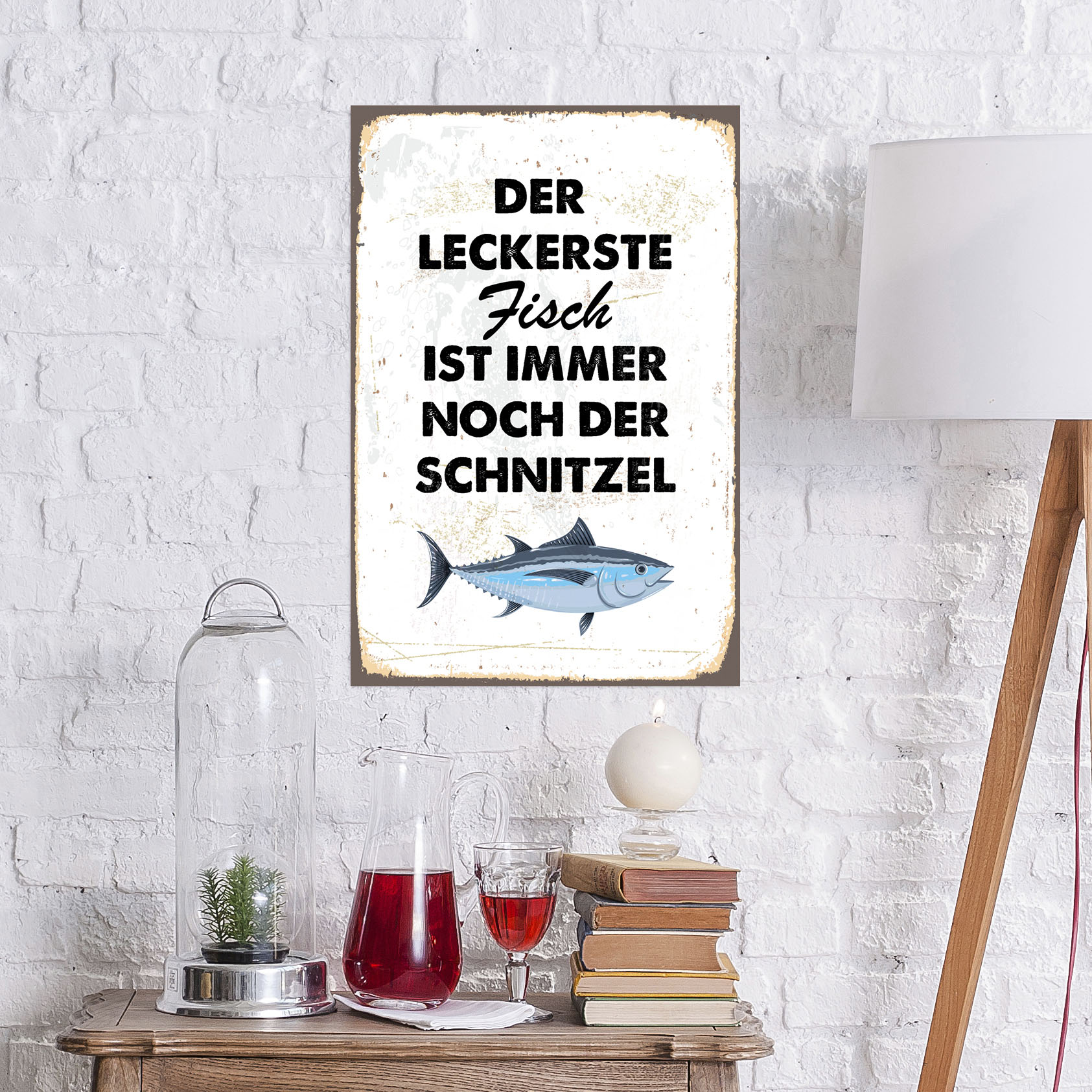 queence Metallbild "Schnitzelfisch", Schriftzüge, (1 St.), Stahlschilder günstig online kaufen
