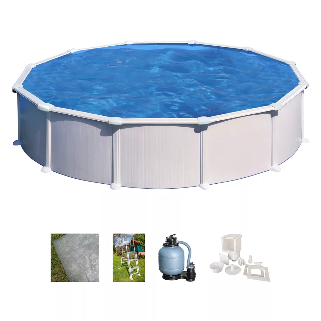 Gre Stahlwand-Pool Atlantis Ø 550 cm x 132 cm Rund Weiß günstig online kaufen