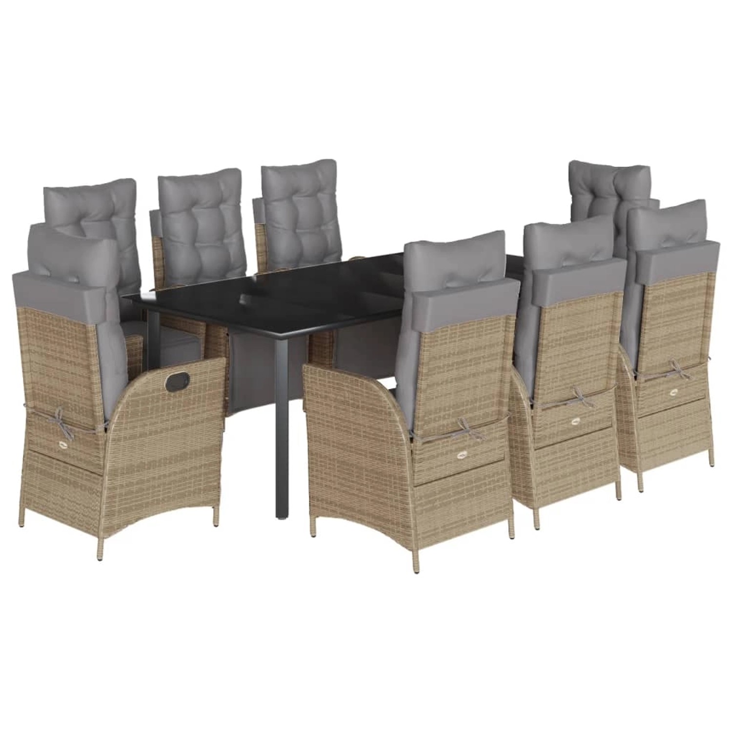 vidaXL 9-Tlg Garten-Essgruppe mit Kissen Beigemischung Poly Rattan 3213461 günstig online kaufen