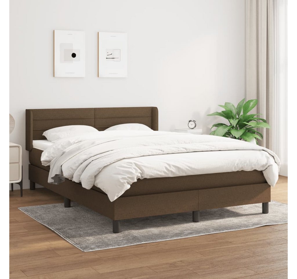 vidaXL Boxspringbett Boxspringbett mit Matratze Dunkelbraun 140x200 cm Stof günstig online kaufen