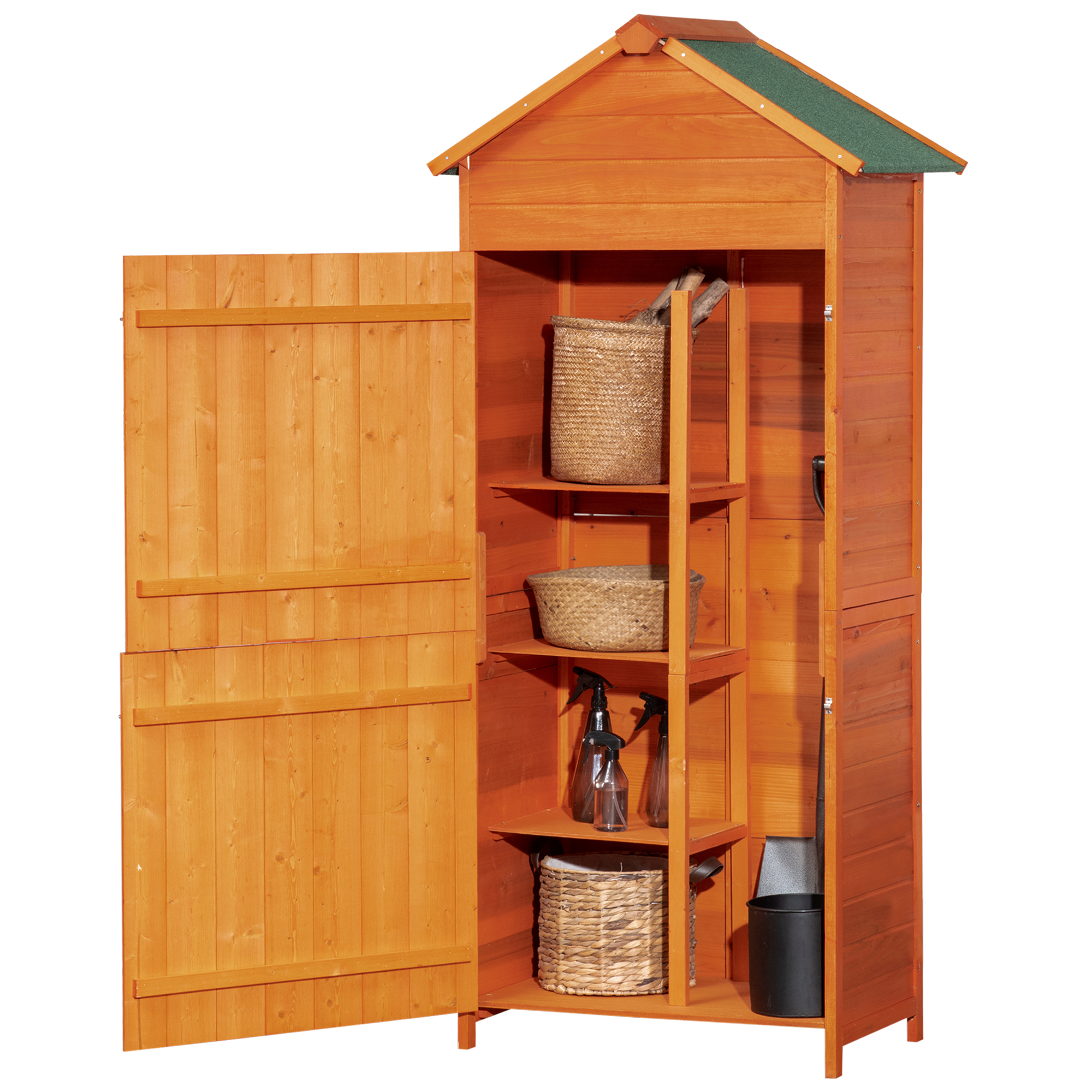 Outsunny Gartenschrank, Holz-Geräteschuppen, Geräteschrank mit Asphaltdach, günstig online kaufen