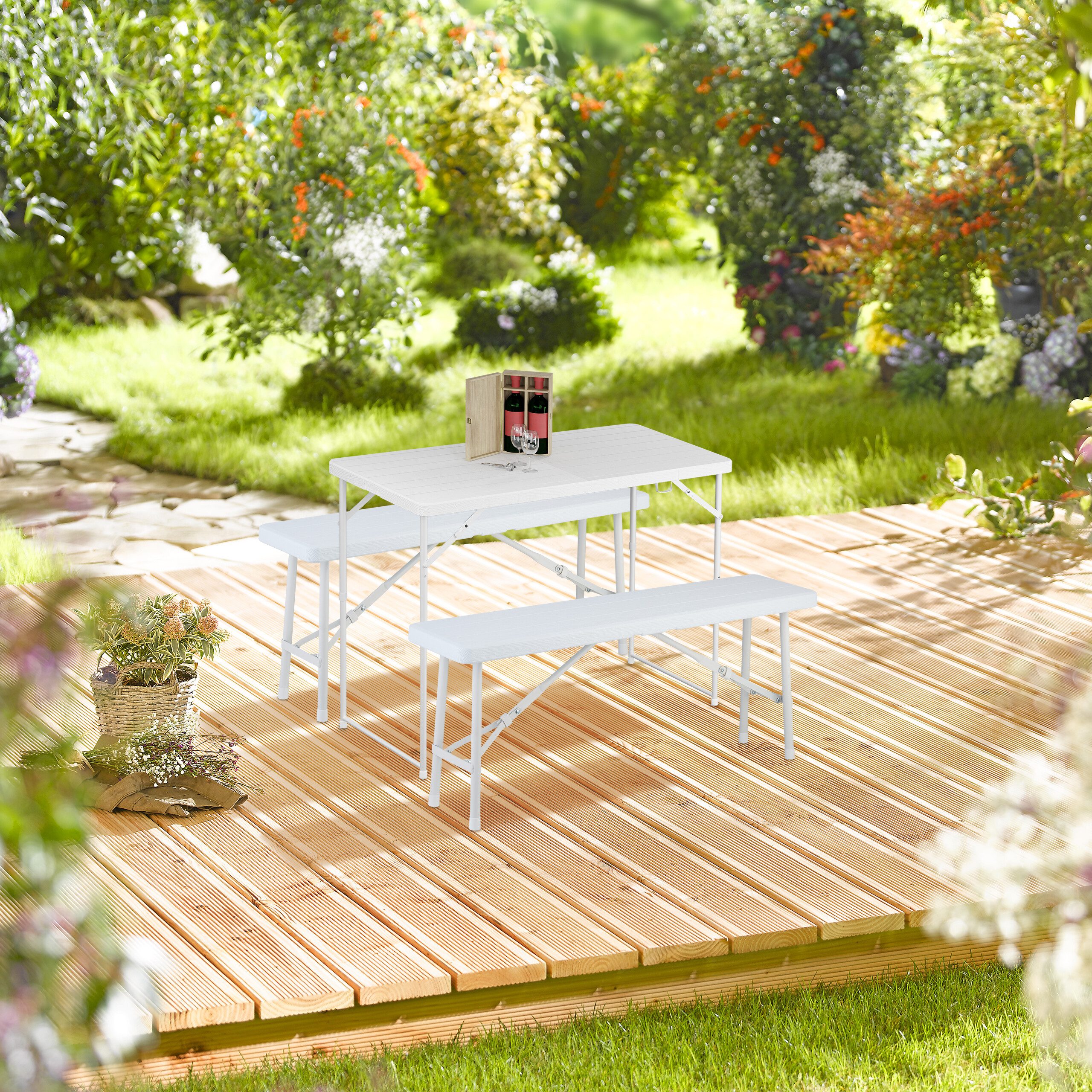 relaxdays Gartentisch klappbar höhenverstellbar, Schwarz günstig online kaufen
