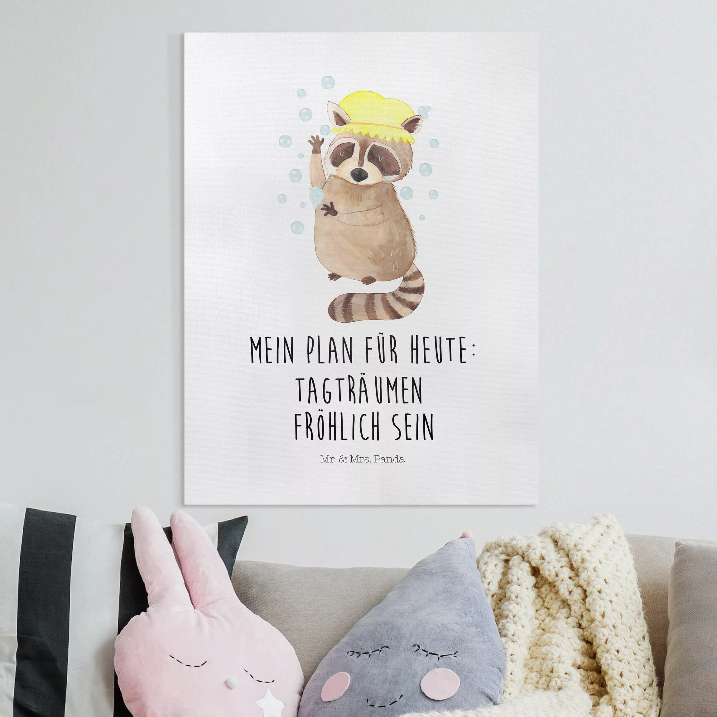 Leinwandbild Mr. & Mrs. Panda - Waschbär - Tagträumen günstig online kaufen