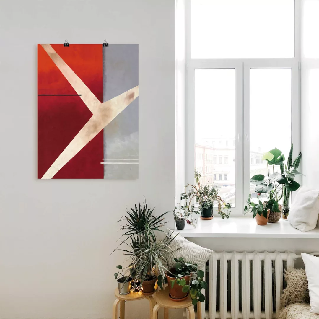 Artland Wandbild "Abstrakt in rot-grau", Gegenstandslos, (1 St.), als Leinw günstig online kaufen