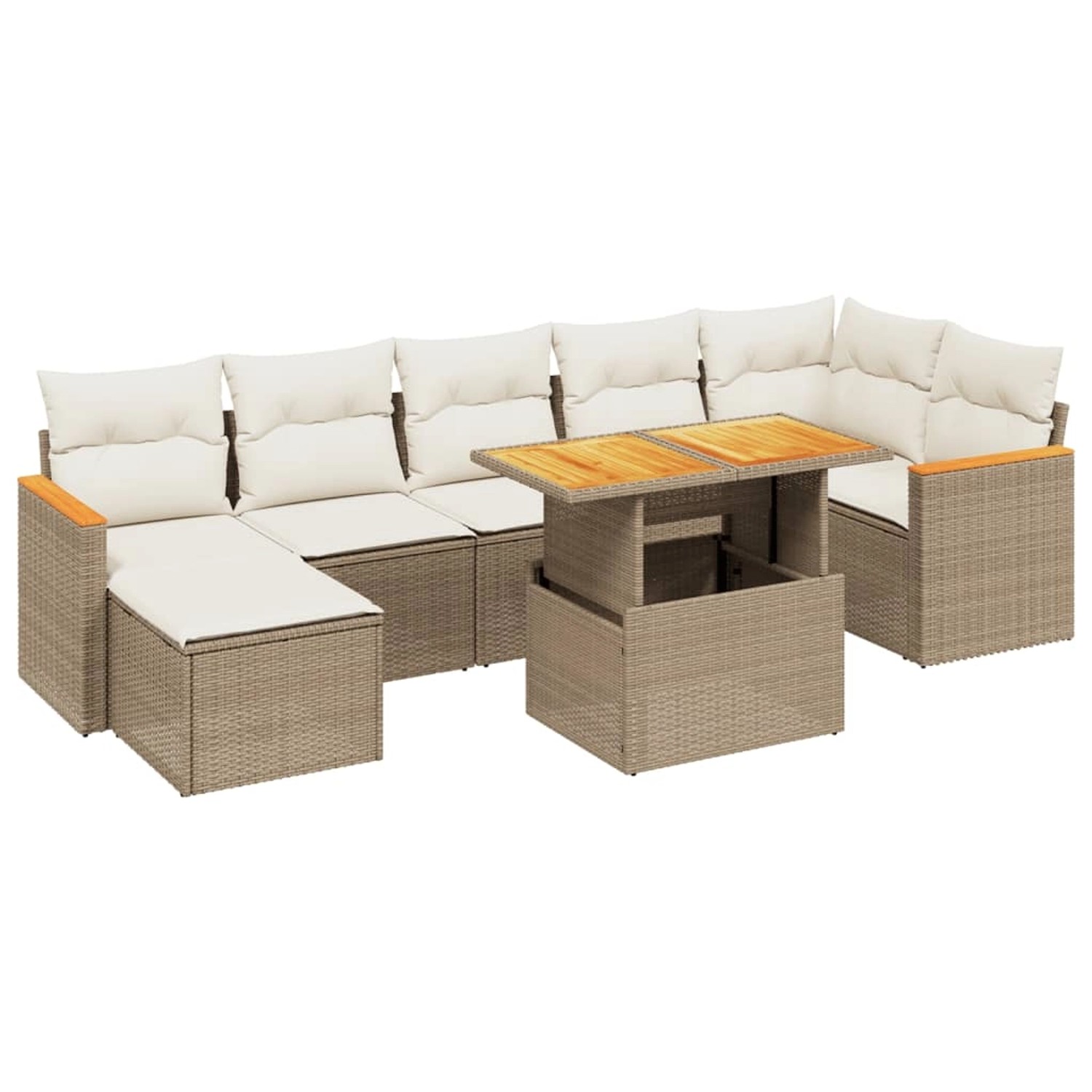 vidaXL 8-Tlg Garten-Sofagarnitur mit Kissen Beige Poly Rattan 3273186 günstig online kaufen