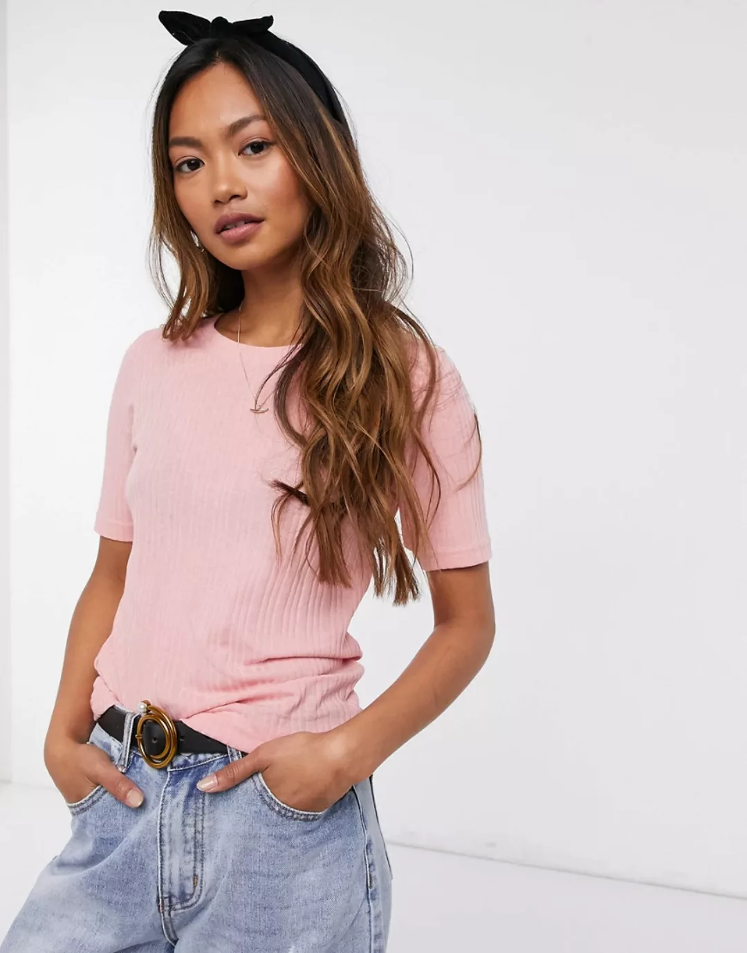 Brave Soul – Valerie – Geripptes T-Shirt-Rosa günstig online kaufen