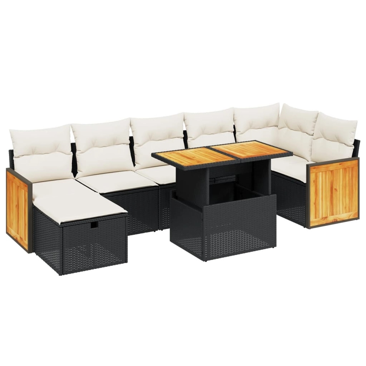 vidaXL 8-Tlg Garten-Sofagarnitur mit Kissen Schwarz Poly Rattan 3276255 günstig online kaufen