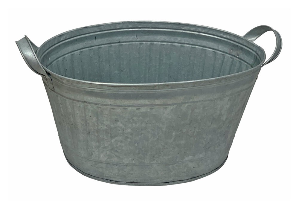 Zinkwanne Pflanztopf Wanne Zink Oval mit Griffen Vintage Landhausstil Grau günstig online kaufen