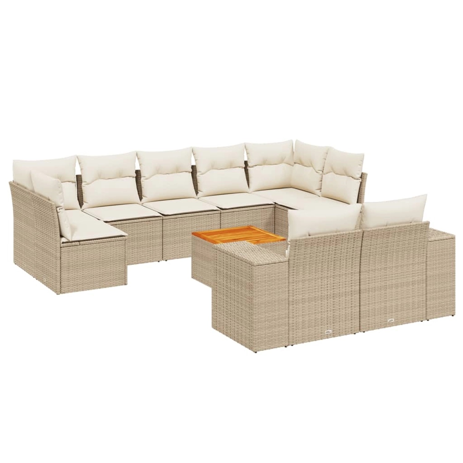 vidaXL 10-Tlg Garten-Sofagarnitur mit Kissen Beige Poly Rattan 3257927 günstig online kaufen