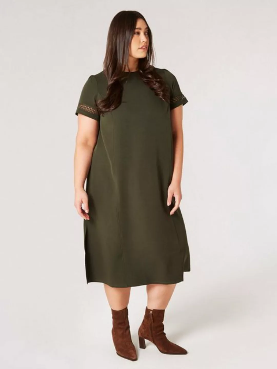 Apricot Midikleid Curve Midi T-Shirt Dress, mit Lochmuster günstig online kaufen