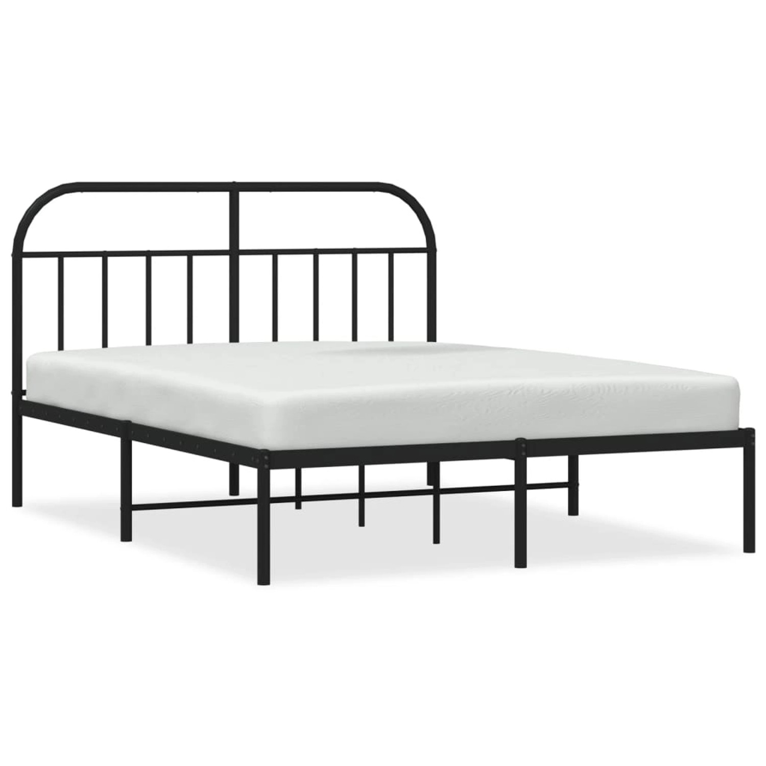 vidaXL Bettgestell, Bettrahmen mit Kopfteil Metall Schwarz 140x190 cm günstig online kaufen