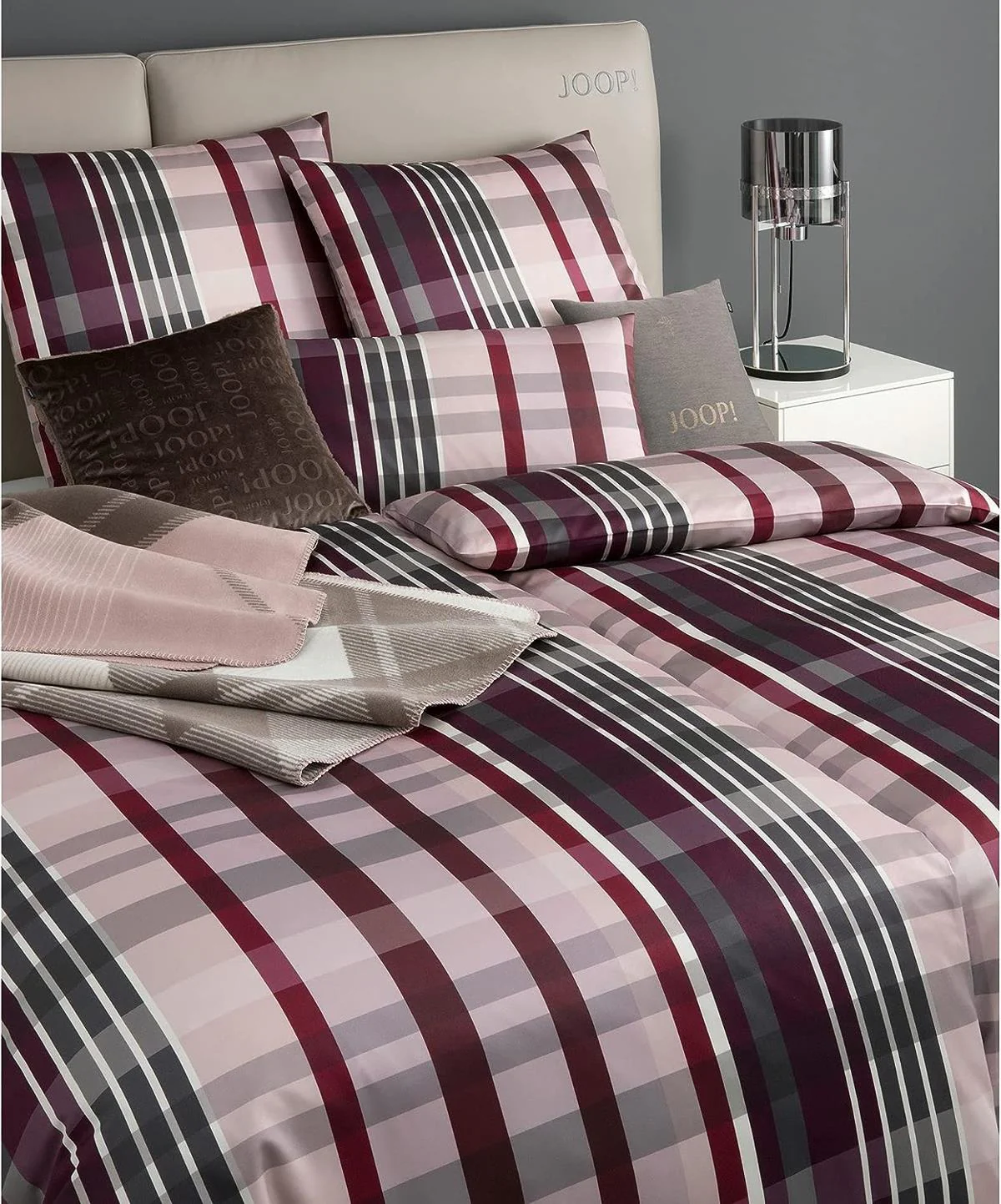 JOOP! Comfort Satin Bettwäsche 4098-1 Checks Rose kariert 135x200 günstig online kaufen