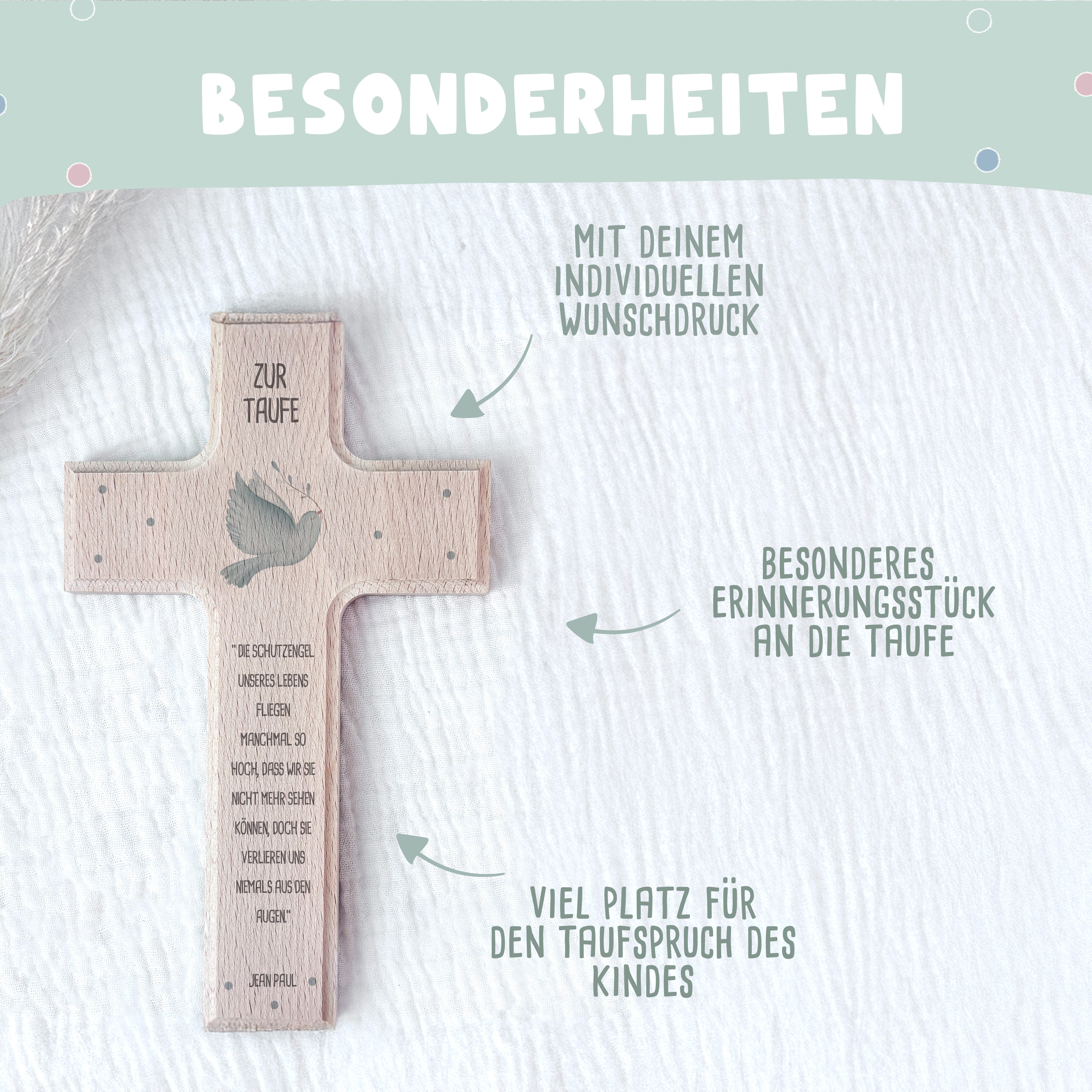 hellomini Wanddekoobjekt Taufkreuz Aquarell 15cm x günstig online kaufen