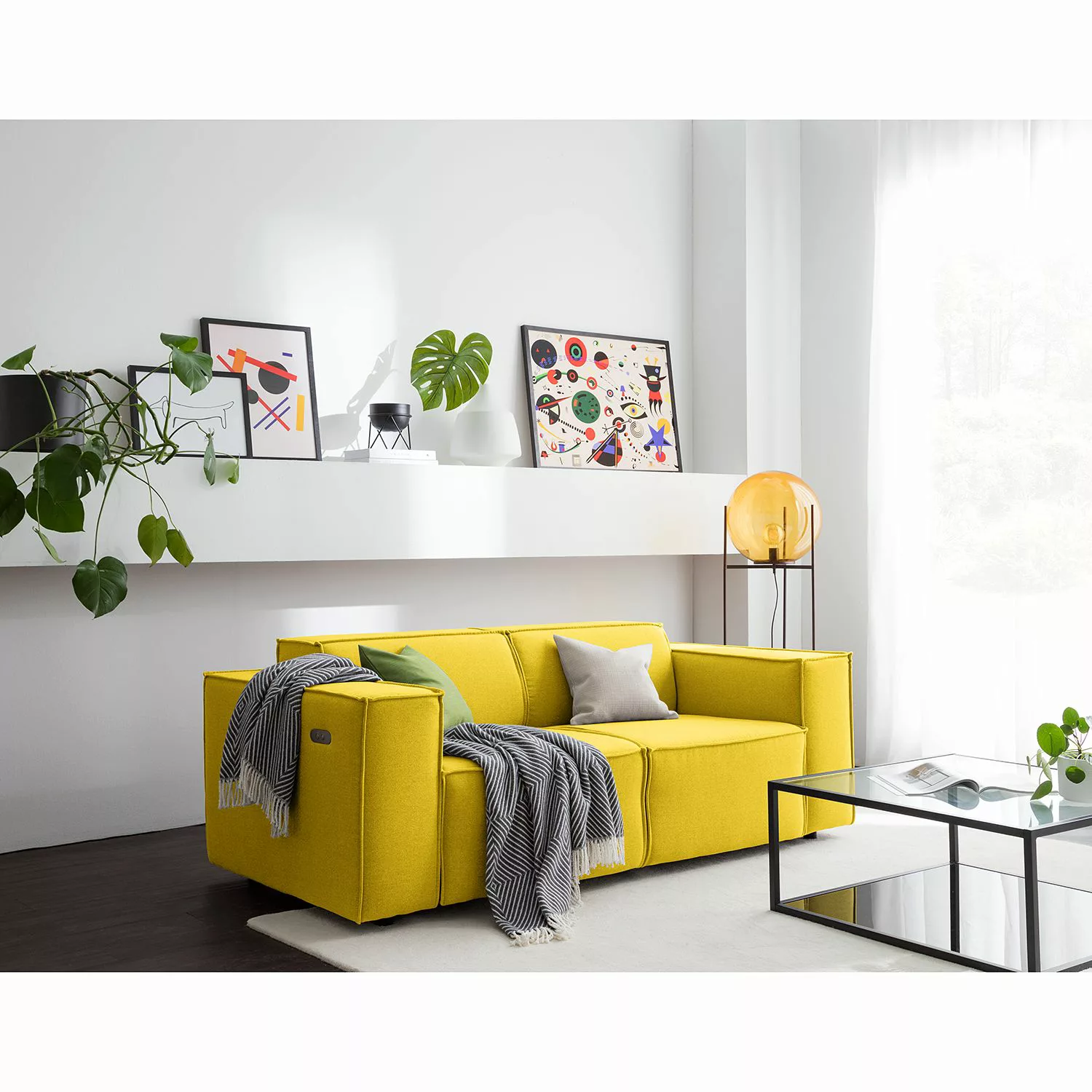 home24 Sofa Kinx 2-Sitzer Gelb Webstoff 189x70x96 cm (BxHxT) Modern günstig online kaufen