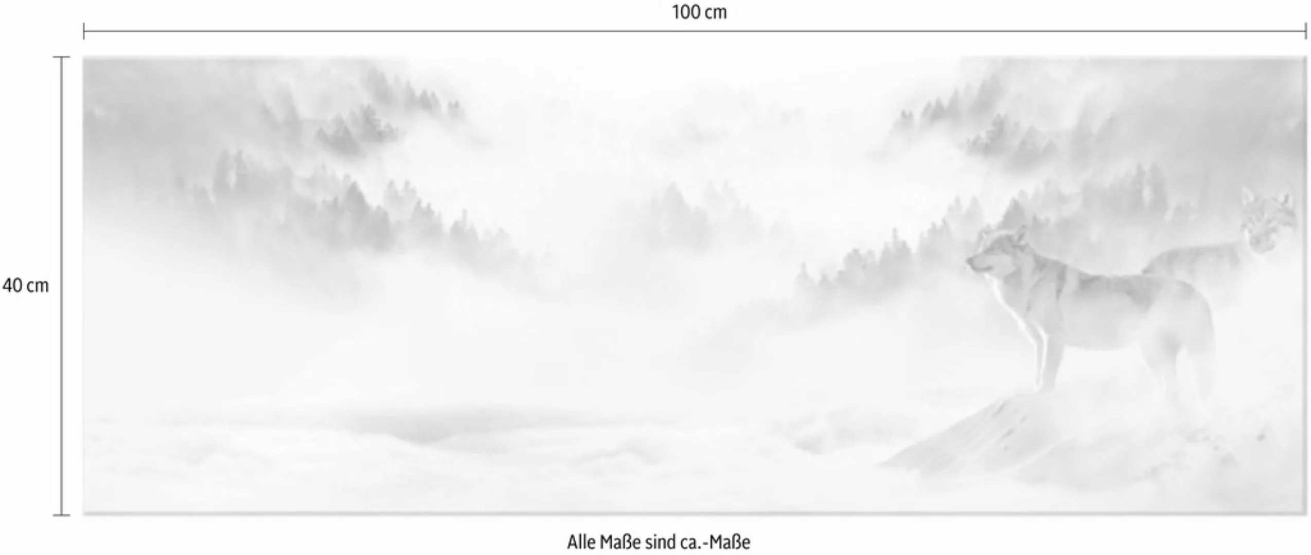 Wall-Art Acrylglasbild »Wölfe im Schnee Panorama«, Glasposter modern günstig online kaufen